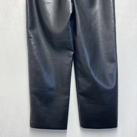 Aritzia Babaton Vegan Leather Command Cropped Pants Women Size 0 Black Mid-Rise - Picture 14 of 15